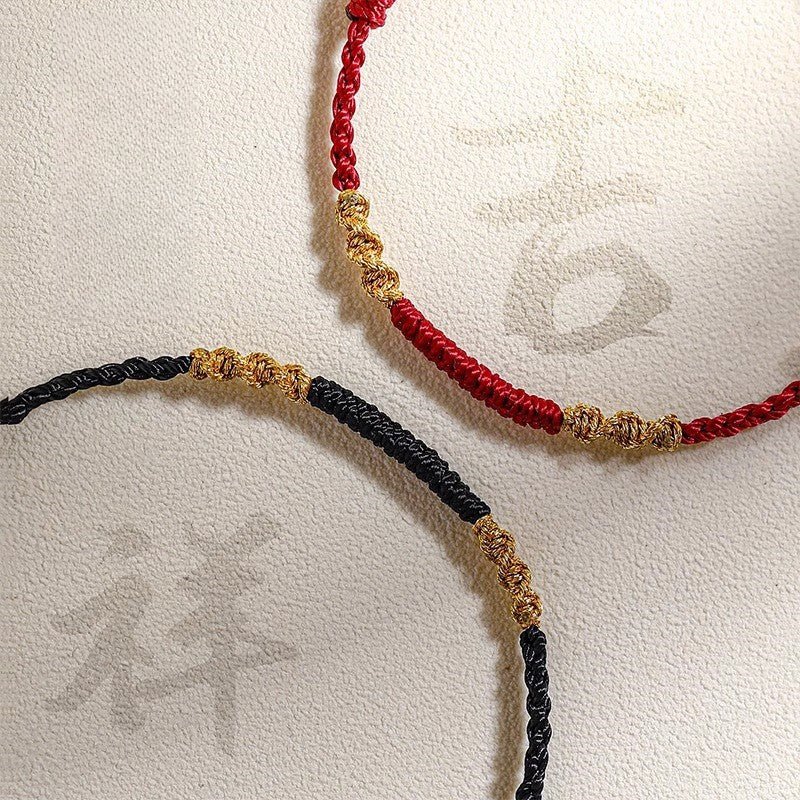 Red String Bracelet - Handwoven Dragon Knot & Vajra Knot - Couple’s Gift, Handmade, Traditional Lucky Bracelet - STAR8S