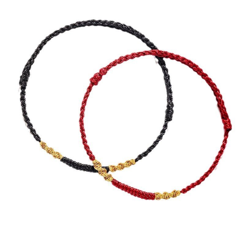 red string bracelet - handwoven dragon knot & vajra knot - couple’s gift, handmade, traditional lucky bracelet - star8s