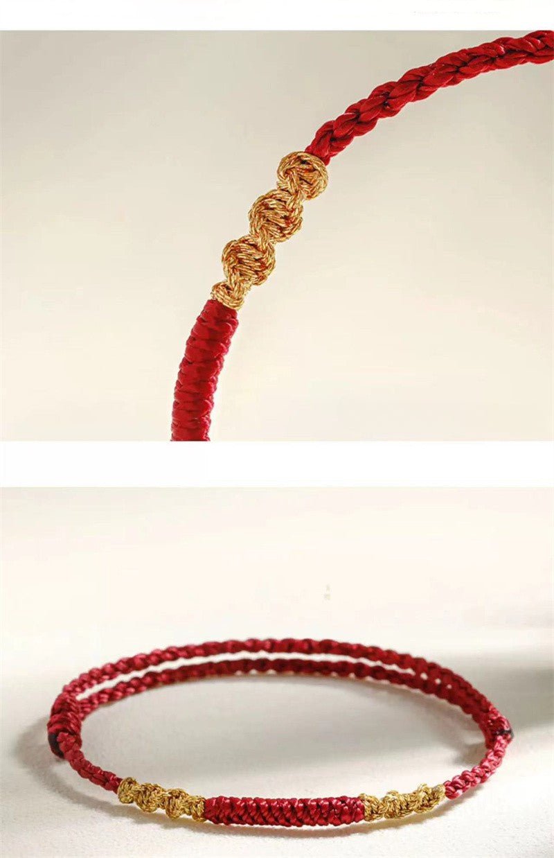 Red String Bracelet - Handwoven Dragon Knot & Vajra Knot - Couple’s Gift, Handmade, Traditional Lucky Bracelet - STAR8S