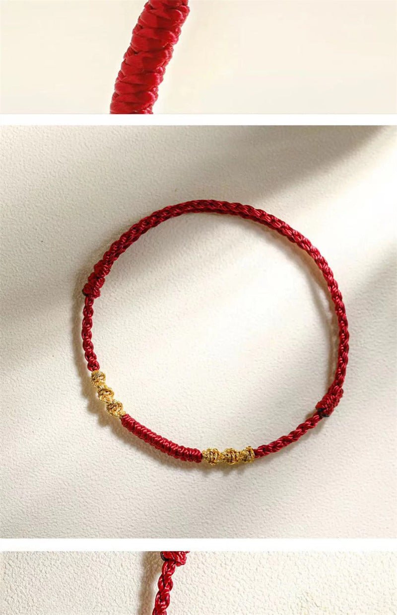 red string bracelet - handwoven dragon knot & vajra knot - couple’s gift, handmade, traditional lucky bracelet - star8s