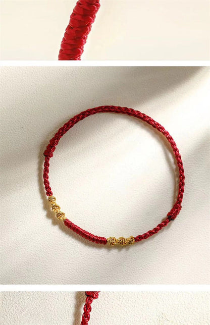 Red String Bracelet - Handwoven Dragon Knot & Vajra Knot - Couple’s Gift, Handmade, Traditional Lucky Bracelet - STAR8S