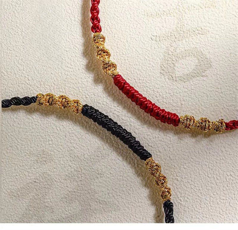 red string bracelet - handwoven dragon knot & vajra knot - couple’s gift, handmade, traditional lucky bracelet - star8s