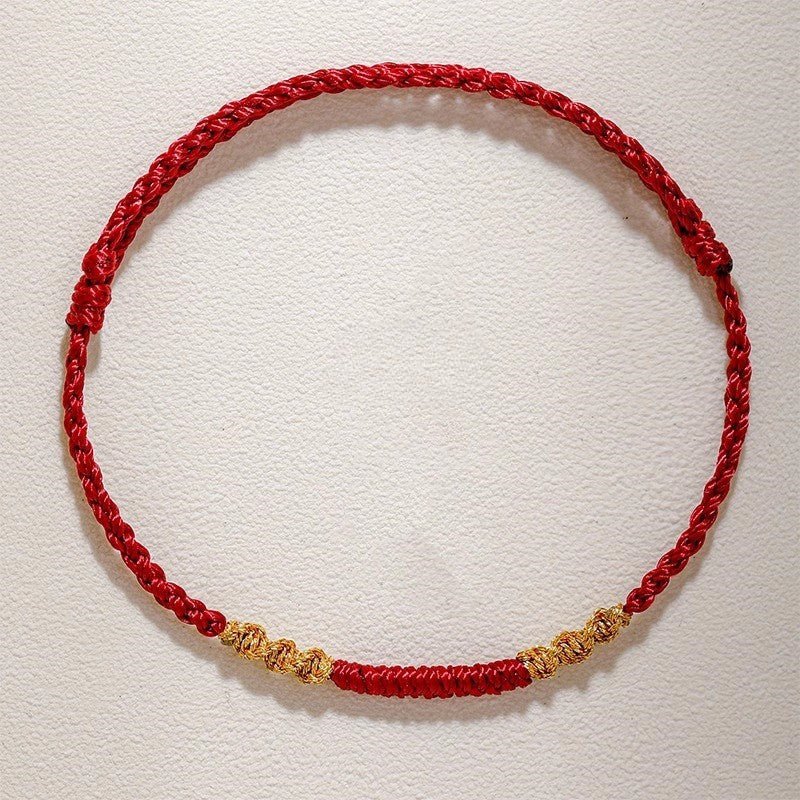 Red String Bracelet - Handwoven Dragon Knot & Vajra Knot - Couple’s Gift, Handmade, Traditional Lucky Bracelet - STAR8S