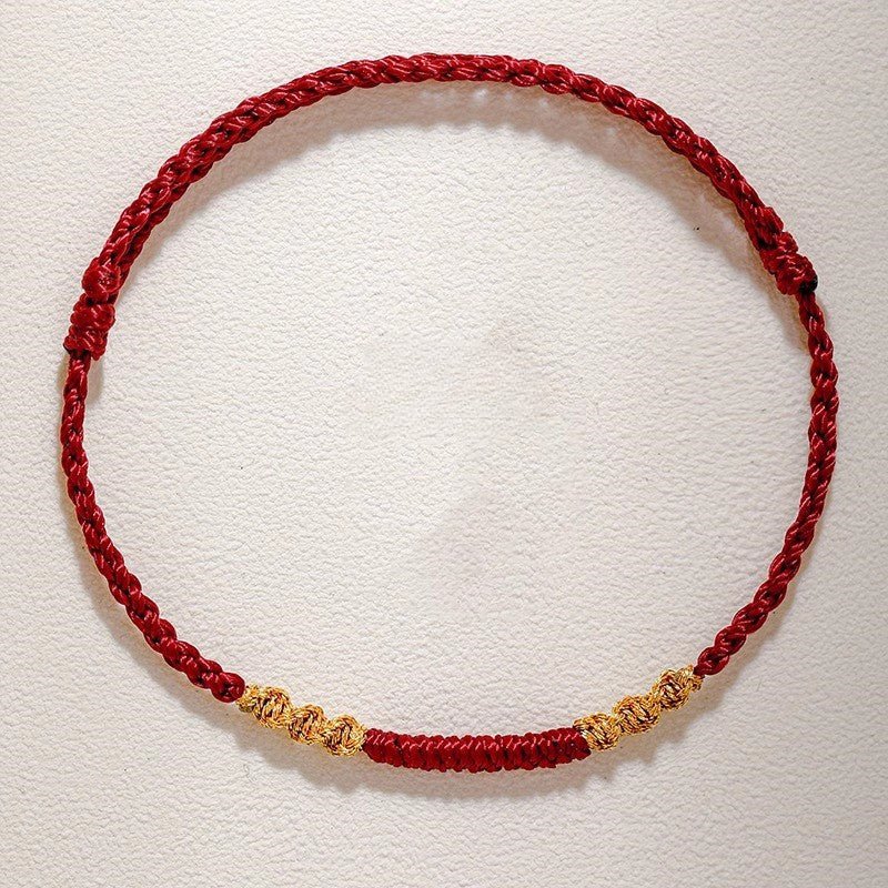 red string bracelet - handwoven dragon knot & vajra knot - couple’s gift, handmade, traditional lucky bracelet - star8s