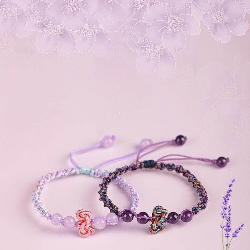 purple crystal wenchang - knot hand rope, handmade study - blessing jewelry - star8s