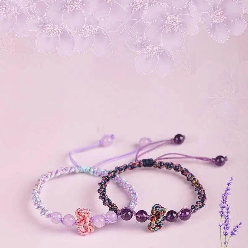 purple crystal wenchang - knot hand rope, handmade study - blessing jewelry - star8s