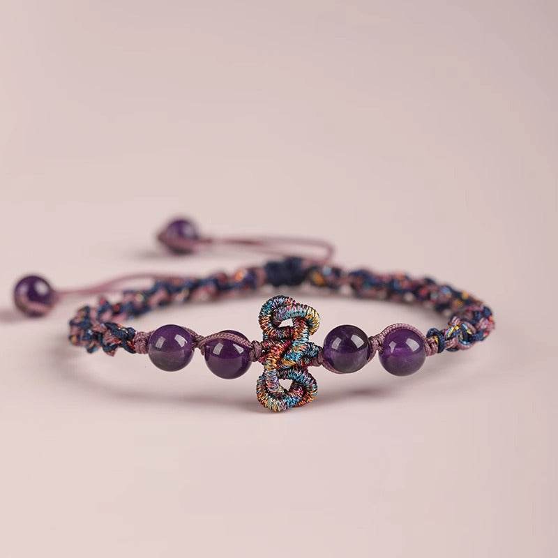 Purple Crystal Wenchang - knot Hand Rope, Handmade Study - blessing Jewelry - STAR8S
