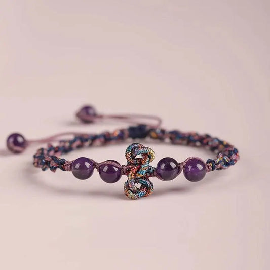 Purple Crystal Wenchang - knot Hand Rope, Handmade Study - blessing Jewelry - STAR8S
