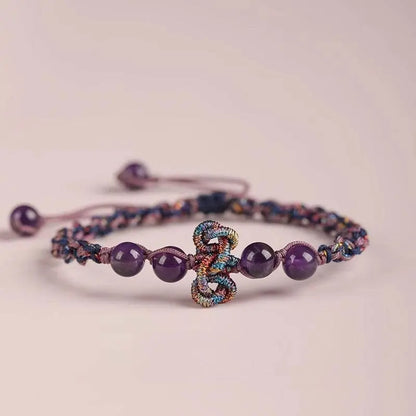 Purple Crystal Wenchang - knot Hand Rope, Handmade Study - blessing Jewelry - STAR8S
