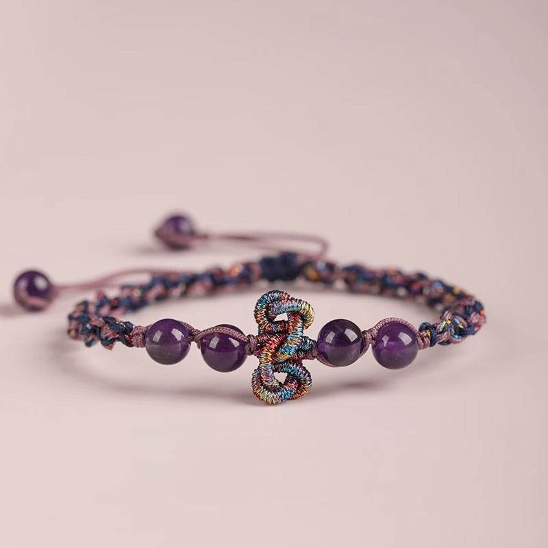 purple crystal wenchang - knot hand rope, handmade study - blessing jewelry - star8s