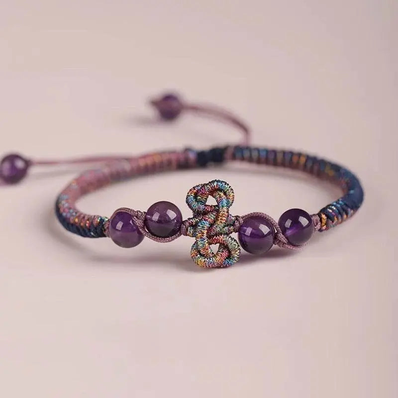purple crystal wenchang - knot hand rope, handmade study - blessing jewelry - star8s