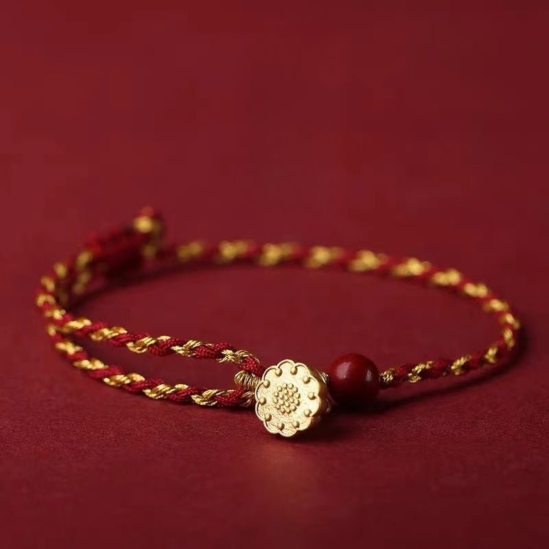 red string bracelet | handcrafted couple's bracelet with 925 silver lotus for good luck & protection - star8s