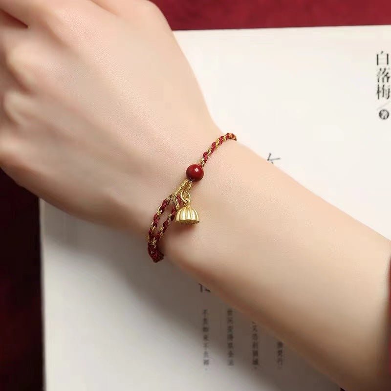 red string bracelet | handcrafted couple's bracelet with 925 silver lotus for good luck & protection - star8s