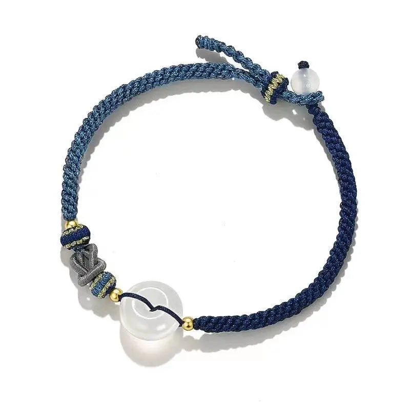 qixi white agate safety buckle bracelet, national - style couple woven jewelry - star8s