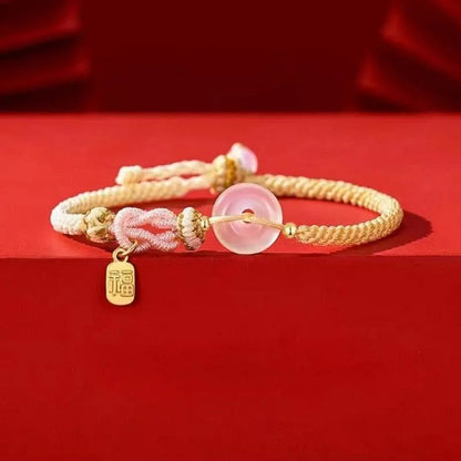 Qixi White Agate Safety Buckle Bracelet, National - style Couple Woven Jewelry - STAR8S