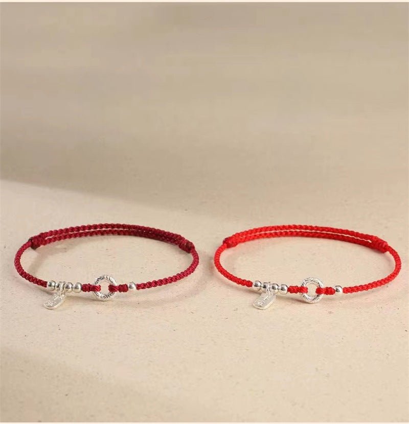 Red String Bracelet for Women – 925 Sterling Silver Handmade Adjustable Peace Lock Charm - STAR8S