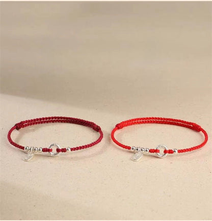 Red String Bracelet for Women – 925 Sterling Silver Handmade Adjustable Peace Lock Charm - STAR8S