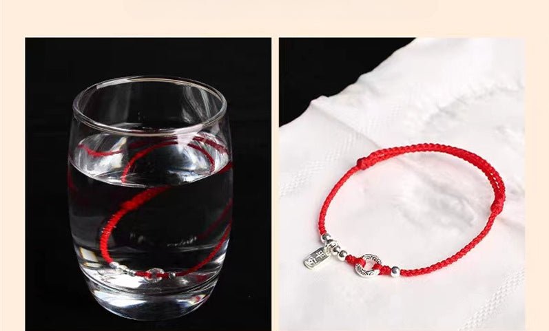 Red String Bracelet for Women – 925 Sterling Silver Handmade Adjustable Peace Lock Charm - STAR8S