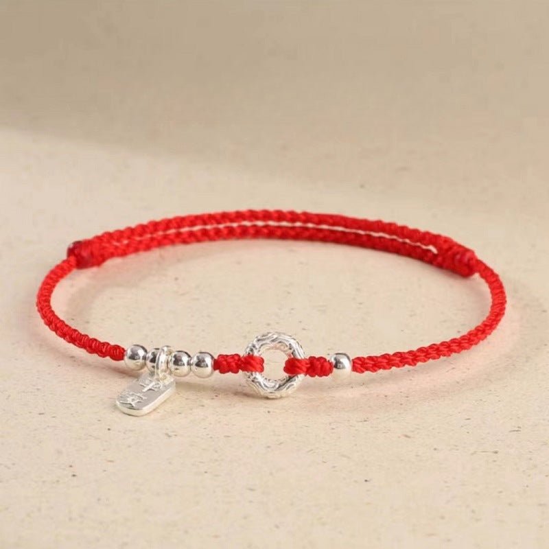 Red String Bracelet for Women – 925 Sterling Silver Handmade Adjustable Peace Lock Charm - STAR8S