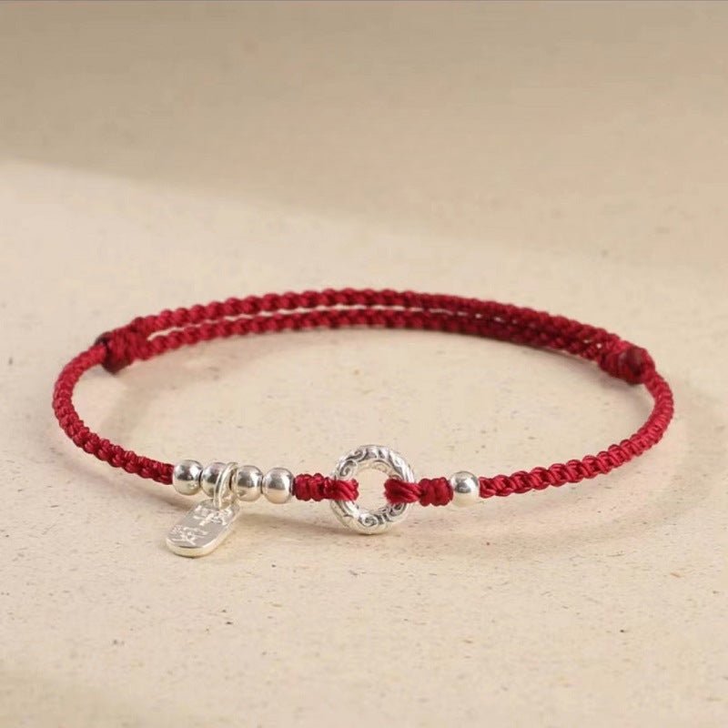 Red String Bracelet for Women – 925 Sterling Silver Handmade Adjustable Peace Lock Charm - STAR8S