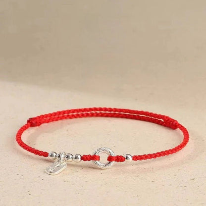 Red String Bracelet for Women – 925 Sterling Silver Handmade Adjustable Peace Lock Charm - STAR8S