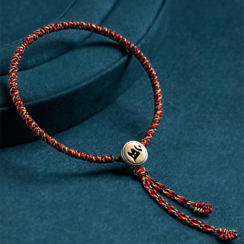 red string bracelet with s925 silver tibetan charm – good luck, adjustable, colorful, and spiritual - star8s
