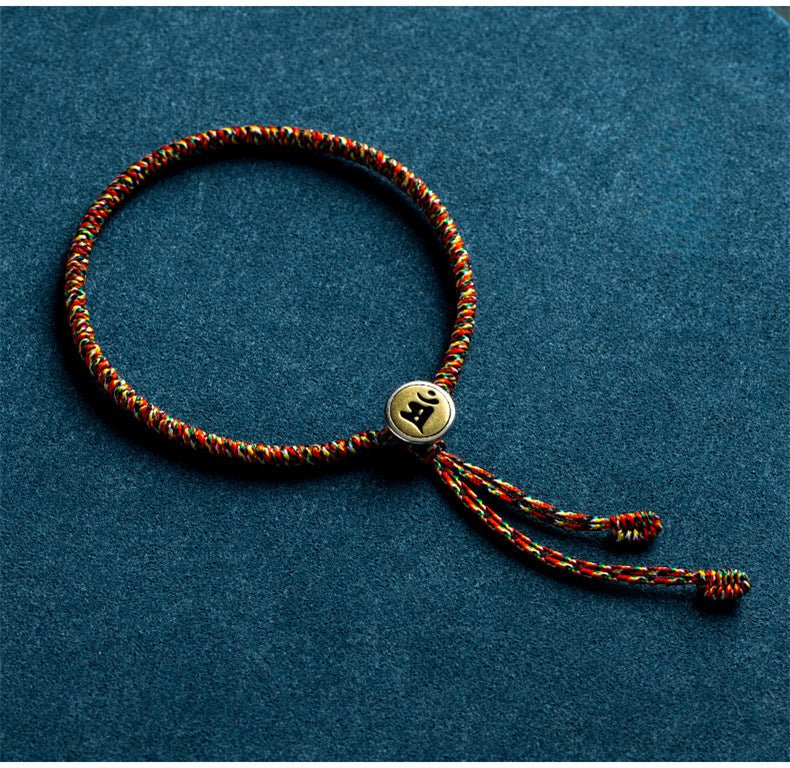 red string bracelet with s925 silver tibetan charm – good luck, adjustable, colorful, and spiritual - star8s