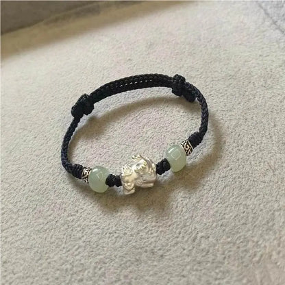 Sterling Silver Pixiu Couple Bracelet, Hand - Woven Lucky Jewelry for Year of Birth - STAR8S