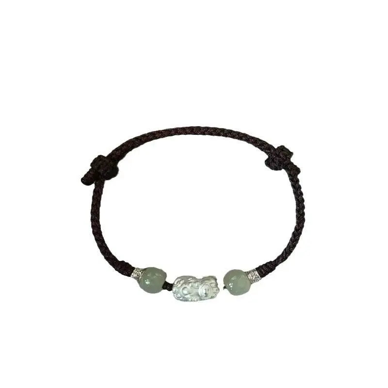 Sterling Silver Pixiu Couple Bracelet, Hand - Woven Lucky Jewelry for Year of Birth - STAR8S