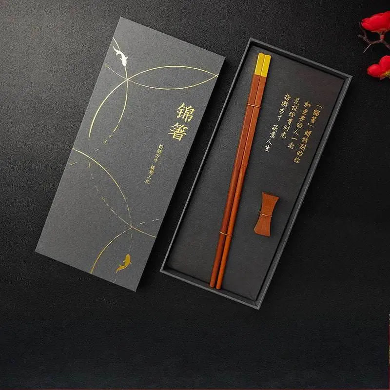 redwood chopsticks set home chinese style heritage gift box - star8s