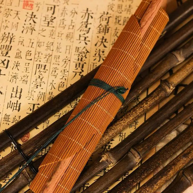 Redwood Long - handle 8 - petal Ancient - style Waist Fan, Rollable & Foldable - STAR8S