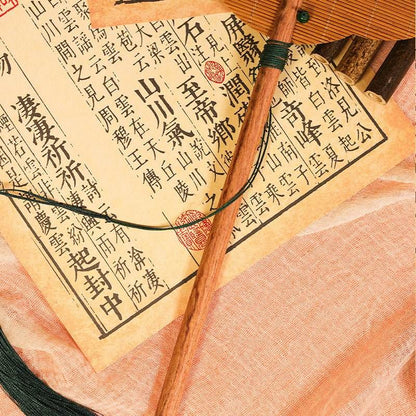 Redwood Long - handle 8 - petal Ancient - style Waist Fan, Rollable & Foldable - STAR8S