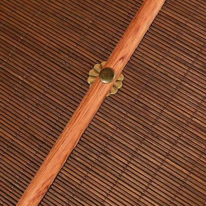 Redwood Long - handle Ancient - style Waist Fan, Rollable Rotatable Folding Round Fan - STAR8S