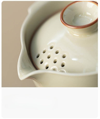 Relief Celadon Lotus Tea Set Portable for Camping Car Use - STAR8S