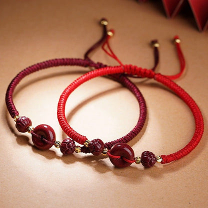 Romantic Natural Cinnabar Bracelet: Peace Buckle Couple Gift | STAR8S