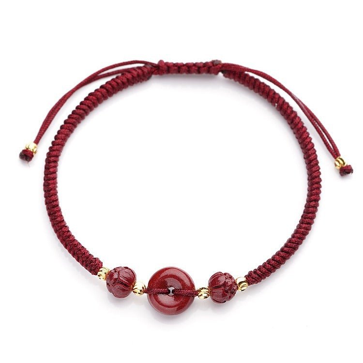 Romantic Natural Cinnabar Bracelet: Peace Buckle Couple Gift | STAR8S
