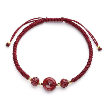Romantic Natural Cinnabar Bracelet: Peace Buckle Couple Gift | STAR8S