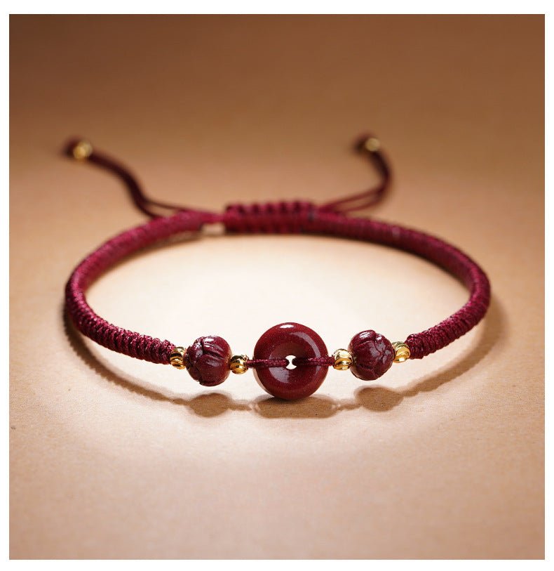 romantic natural cinnabar bracelet: peace buckle couple gift | star8s