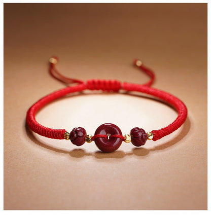 Romantic Natural Cinnabar Bracelet: Peace Buckle Couple Gift | STAR8S