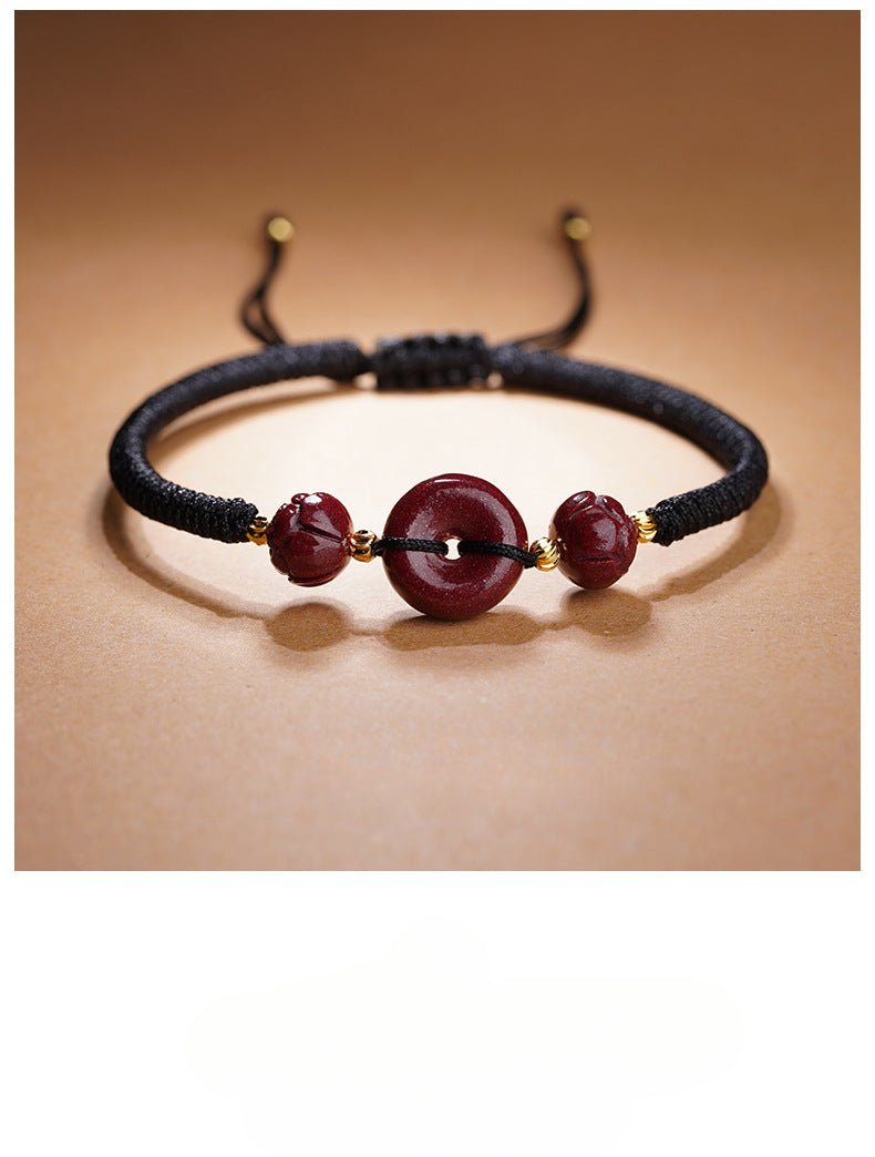 Romantic Natural Cinnabar Bracelet: Peace Buckle Couple Gift | STAR8S