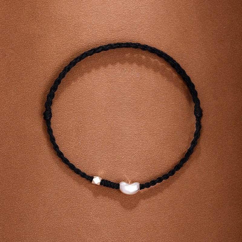 Love - bean 99 Sterling Silver Couple Bracelet, Hand - Woven Red Rope Jewelry - STAR8S