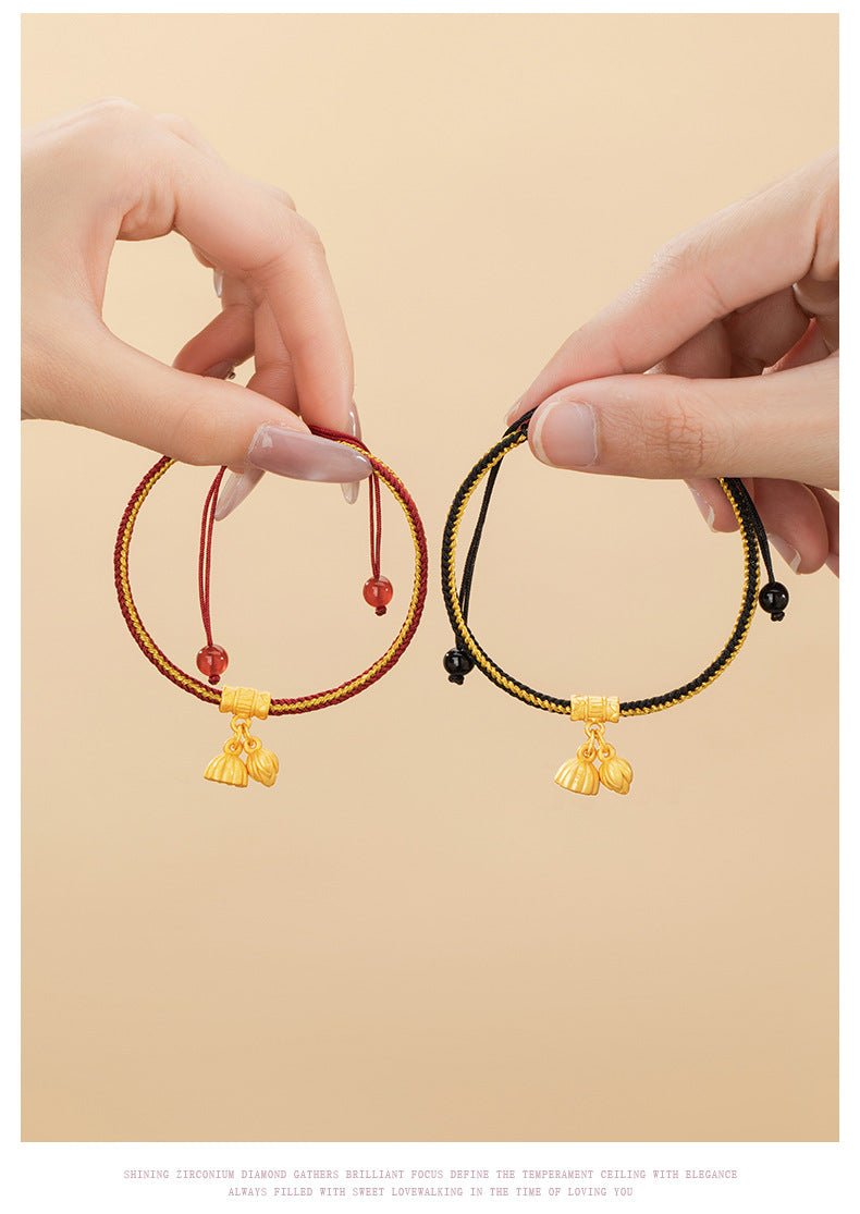 Romantic & Blessed Red String Bracelet: Lotus Agate 925 Silver Good Luck | STAR8S