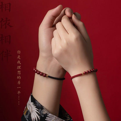 Romantic & Lucky Cinnabar Bracelet: Couple Luxury Satisfactory Red String Jewelry |  STAR8S