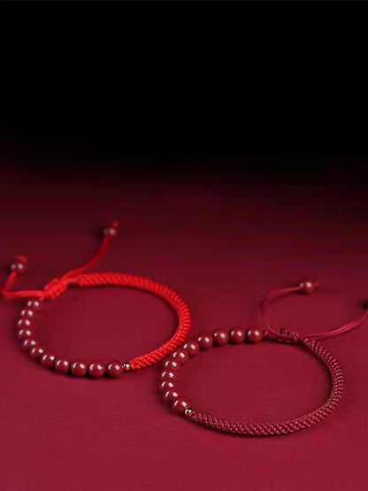 Romantic & Lucky Cinnabar Bracelet: Couple Luxury Satisfactory Red String Jewelry |  STAR8S