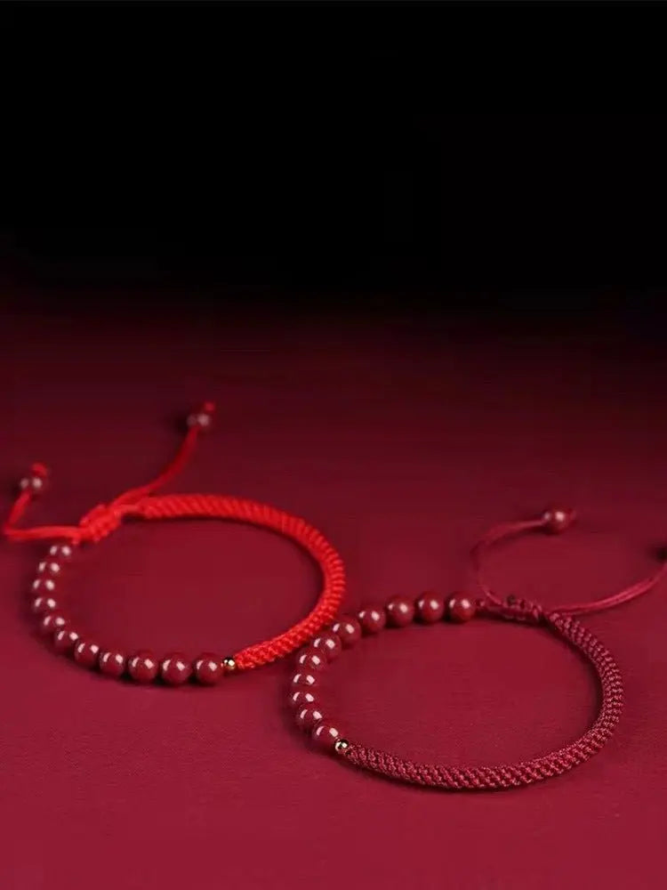 Romantic & Lucky Cinnabar Bracelet: Couple Luxury Satisfactory Red String Jewelry |  STAR8S