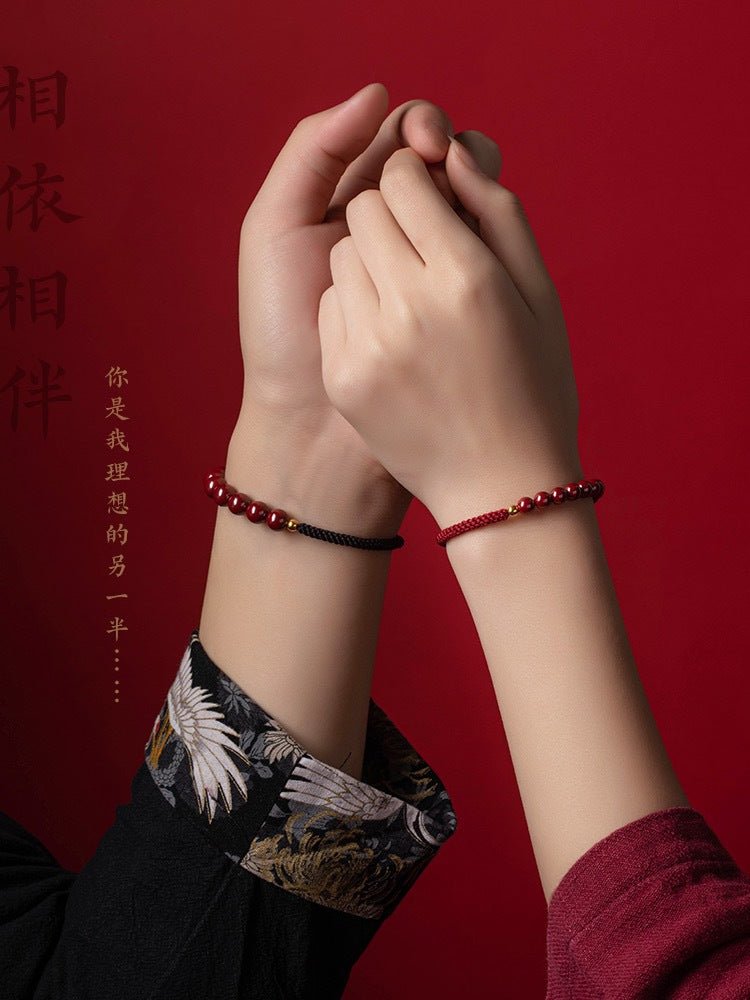 Romantic & Lucky Cinnabar Bracelet: Couple Luxury Satisfactory Red String Jewelry |  STAR8S