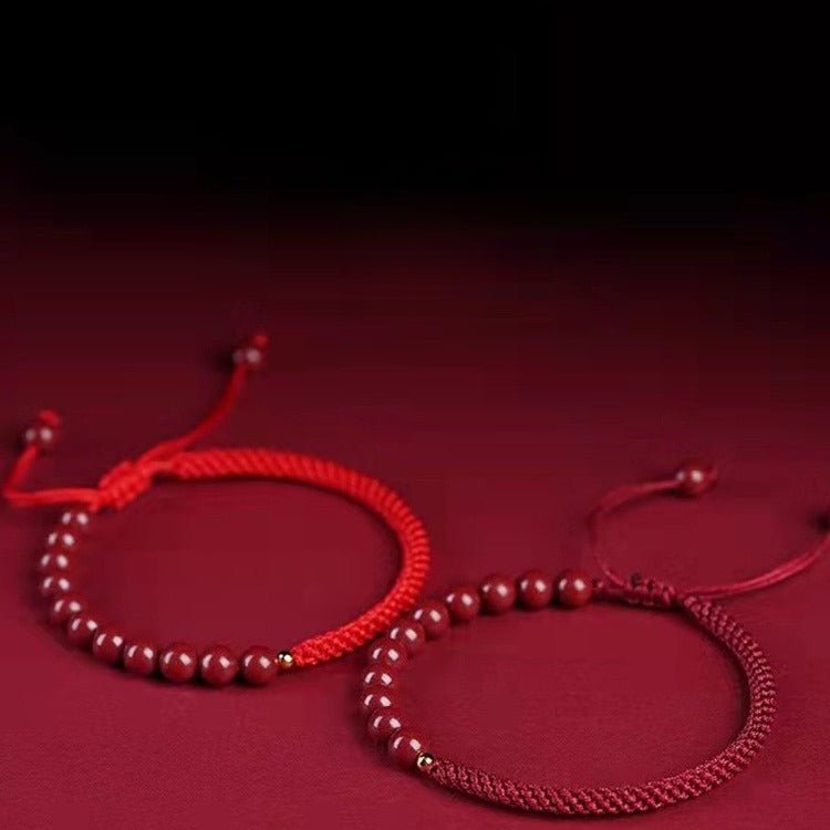 romantic & lucky cinnabar bracelet: couple luxury satisfactory red string jewelry |  star8s