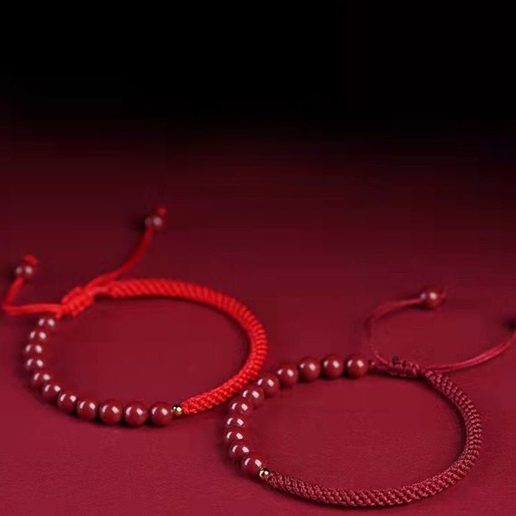 romantic & lucky cinnabar bracelet: couple luxury satisfactory red string jewelry |  star8s