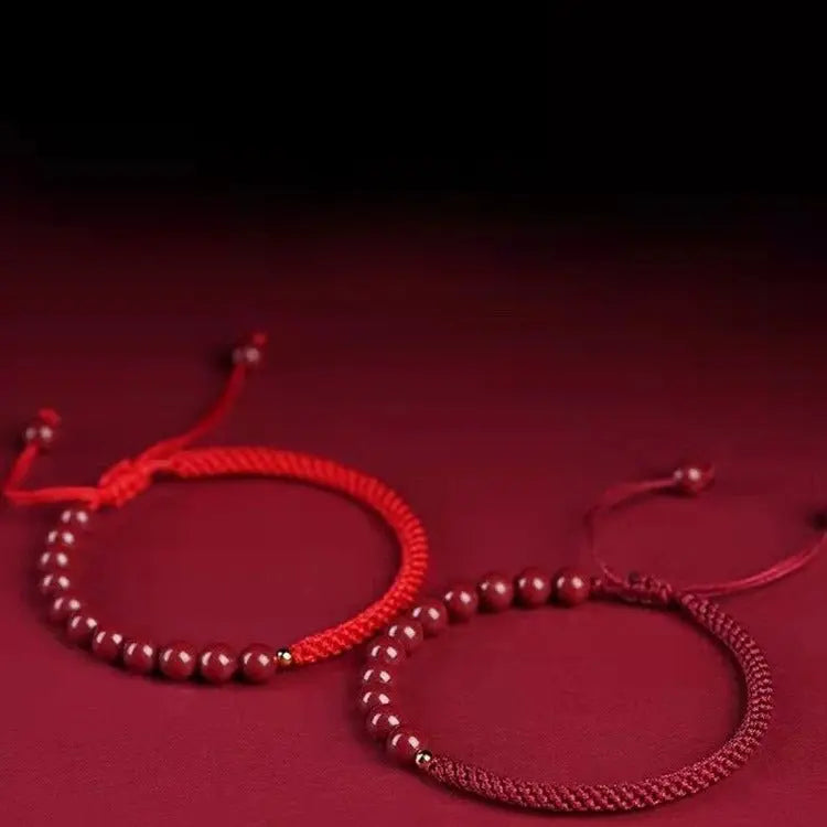 Romantic & Lucky Cinnabar Bracelet: Couple Luxury Satisfactory Red String Jewelry |  STAR8S