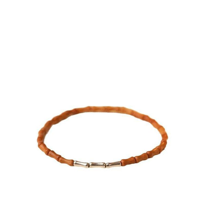 S925 Silver Bamboo - knot & Olive Pit Bracelet, Lucky Jewelry for Exams - STAR8S